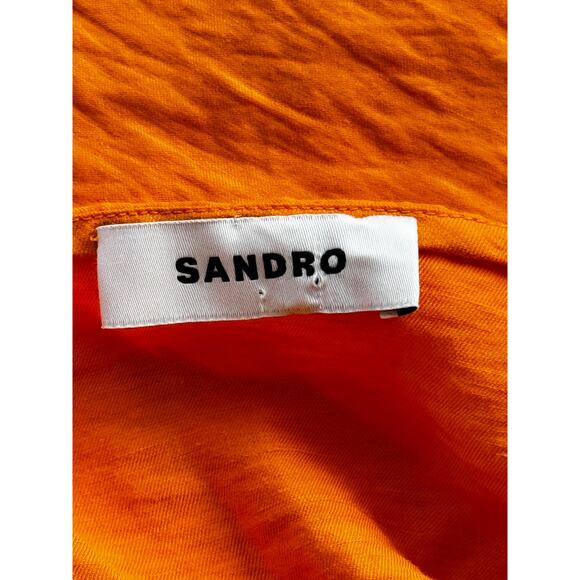 Sandro Rambla Twist‎ V-Neck Puff Sleeve Maxi Dress Orange Size 40 Large - Picture 8 of 12